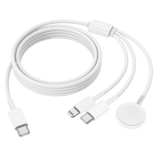 Cargador Inalámbrico 3 en 1 de Carga Rápida con Cable USB