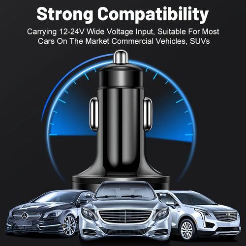 CarCharge™ 6 en 1 — Cargador de Coche 3.1A con Pantalla Digital y Doble USB-C