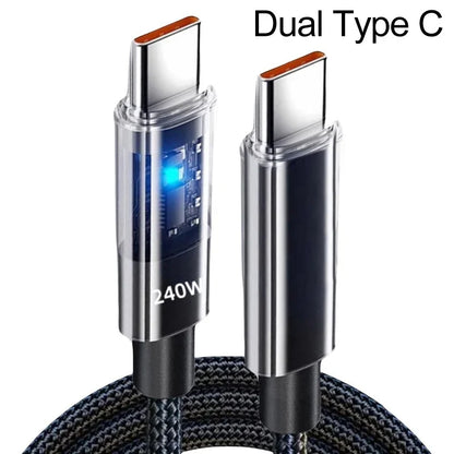 Cable USB-C 240W Carga Ultrarrápida con Chip LED