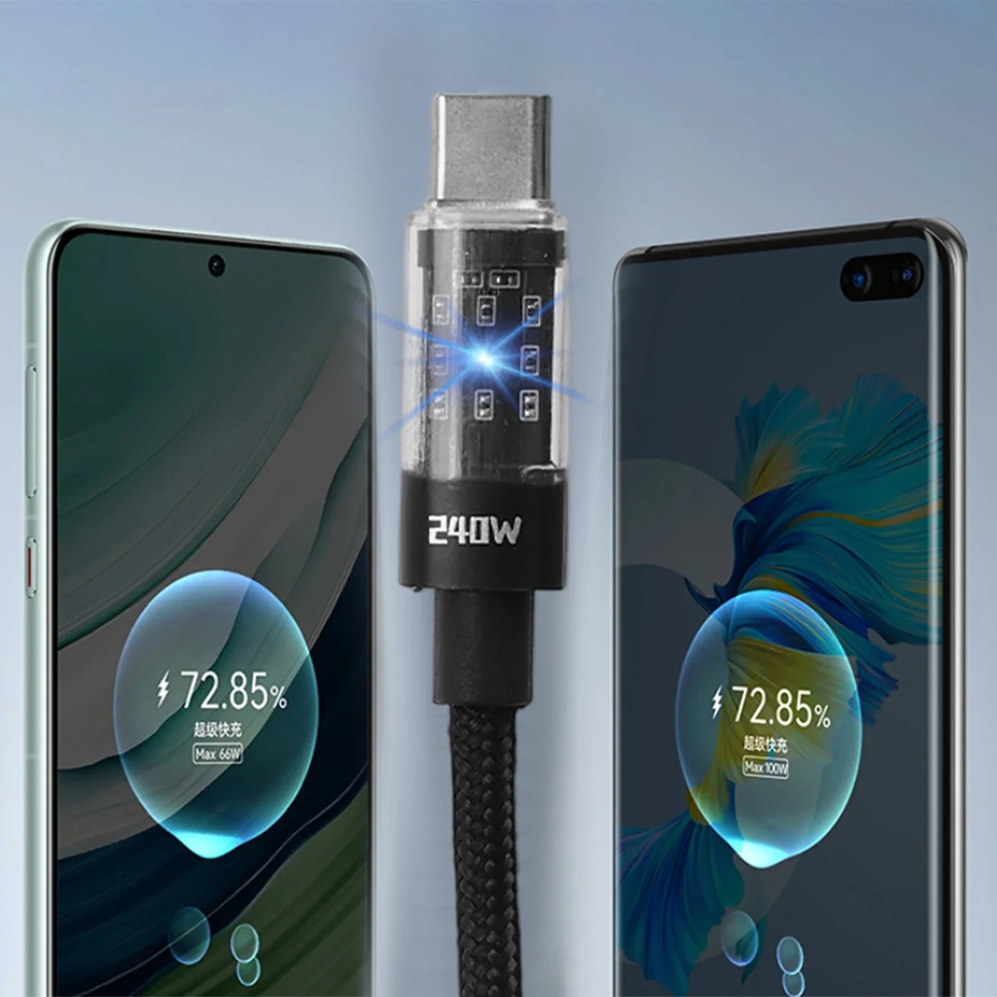 Cable USB-C 240W Carga Ultrarrápida con Chip LED