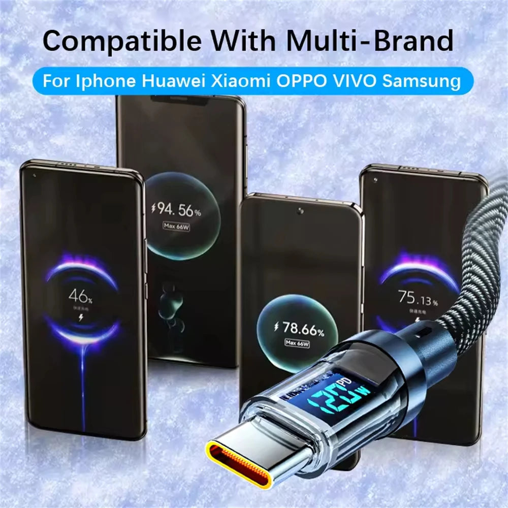 FastCharge Display™ — Cable de Carga Rápida 120W