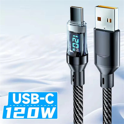 FastCharge Display™ — Cable de Carga Rápida 120W