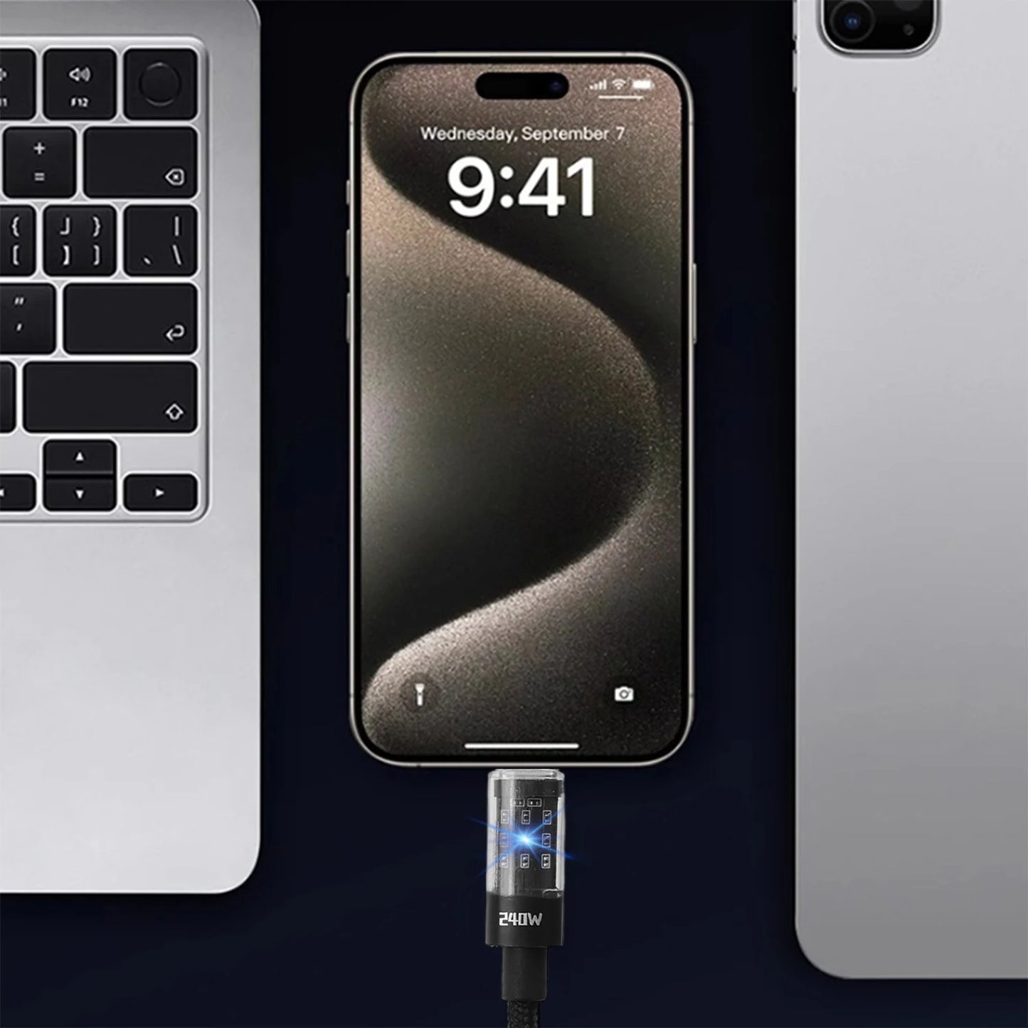 Cable USB-C 240W Carga Ultrarrápida con Chip LED